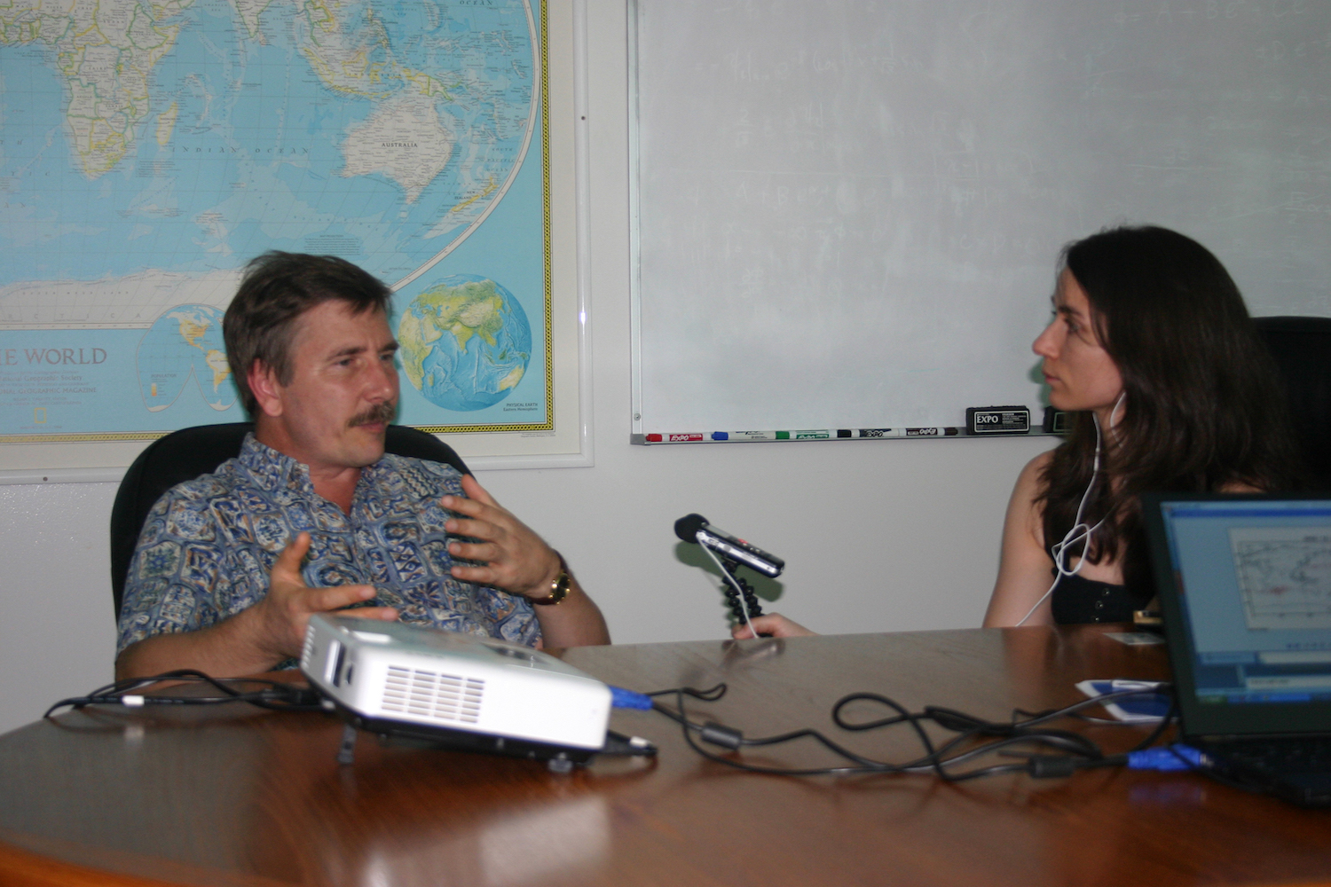 Interviewing Nikolai Maximenko at the International Pacific Research Center on Oahu in 2011. Picture: Gisela Speidel (IPRC)